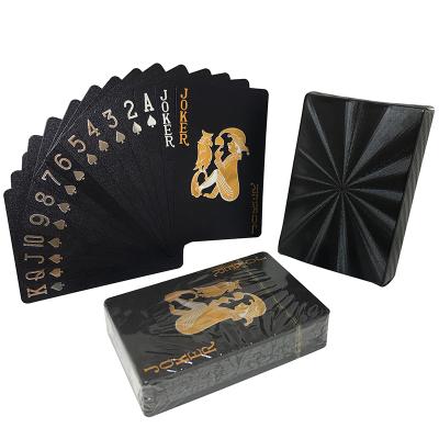 China GS-18179 Entertainment Black Foil Playing Cards Souvenirs / Gifts / Full Color Printing PET Plastic Poker Cards for sale