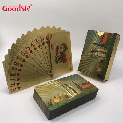 China Dubai Promotional Series Plastic 24K Gold Foil Card Game Gifts GS-18118 Poker Cards for sale