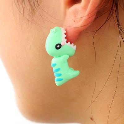 China Wholesale Cheap Cute Dinosaur 3D Stud Earring Handmade Cute Polymer Clay Earrings for sale