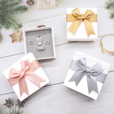 China High End Stock Jewelry Box Ready Handmade Ring Wristband Gift Box Custom Ribbon Bow for sale