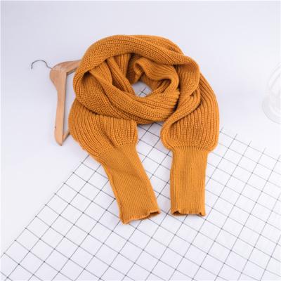 China Thick Woolen Autumn And Winter Knitting Wool Scarf Women Scarf With Sleeves for sale