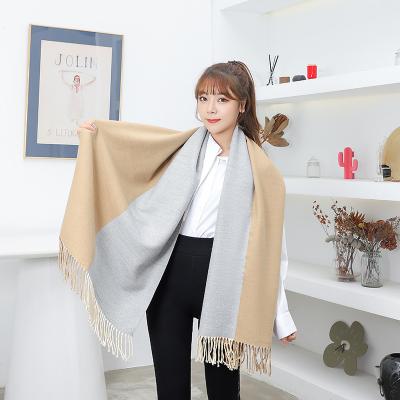 China Cashmere Autumn And Winter New Color Matching Cashmere Double Sided Scarf for sale