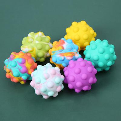 China Silicone Noise Child Relaxation Stir Sensory Toy Anti Stress Cube Rainbow 3D Silicone Elastic Ball for sale