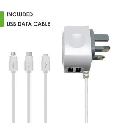 China High Quality Hot Selling Popular Mobile Phone Universal Convenient Travel Led Charger Adapter 2USB Connector With Type-C Cable for sale