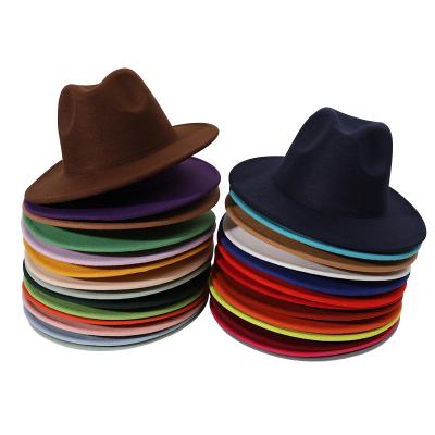 China Women Solid Color Soft Comfy Wholesale Vintage Felt Fedora Hats for sale