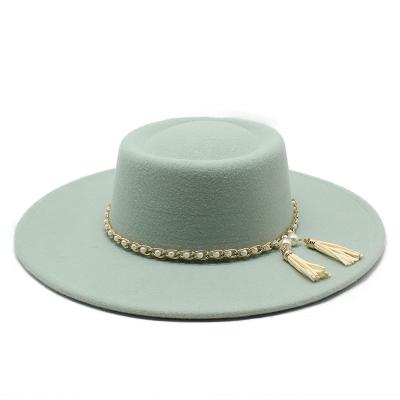 China Wholesale Soft Comfortable Pearl Dome Solid Color Elegant Women Felt Fedora Hats for sale