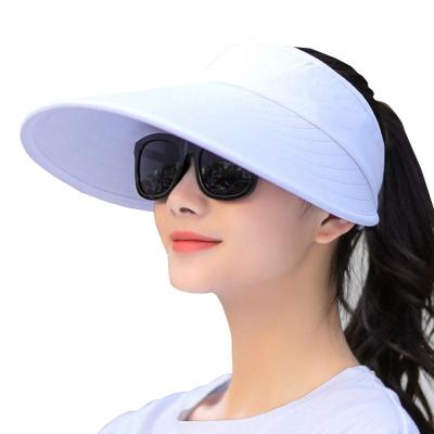 China Custom Big Brim Summer Foldable Custom Lightweight Women Sun Protection Cotton Sun Visor Sun Visor Hats Beach Hat for sale