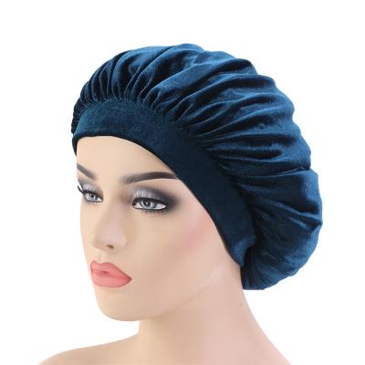 China New Custom Made Heat Chemo Hat Scarf Hat Flannel Around Top Hat Wide Brim Sleep Cap Velvet Elastic Hood for sale