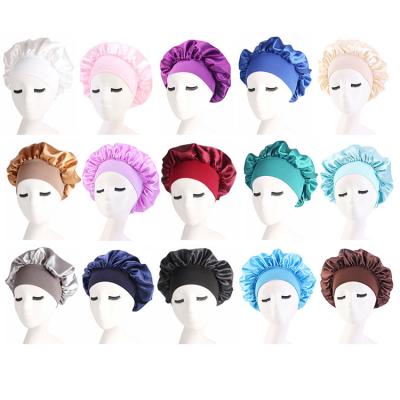 China Custom Wholesale Women's Elastic Satin Hair Hat Warm Solid Night Sleep Hat for sale