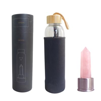 China 2019 Hot Selling Energy Natural Gemstone Amethyst Quartz Sting Amazon CLASSIC Rose Water Bottle Crystal Elixir for sale