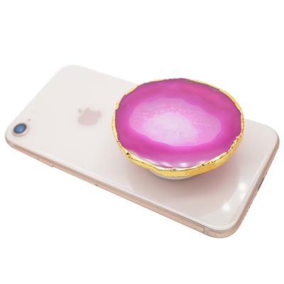 China Portable Agate Crystal Druzy Quartz Phone Grip Holder for Smart Phones and Tablets for sale