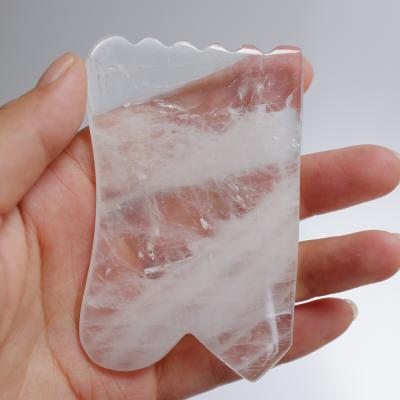 China Noisy Free Clear Quartz Jade Roller and White Nephrite Gua Sha for Facial Massage for sale