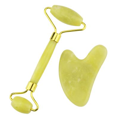 China Facial Massager Jade Roller Gua Sha Set Noisy Lemon Free High Quality Color for sale