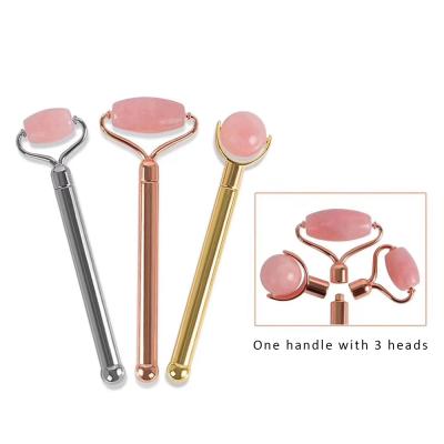 China Detachable Rose Jade Rollers Noisy Free Natural Anti Aging DIY Gift For Women for sale