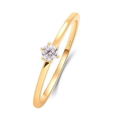 China CLASSIC Simple Fashion Cheap Real 18k 14k Rose Gold Ring for Women Customized 18k solid yellow gold CVD/HPHT diamond  Round Brillian for sale