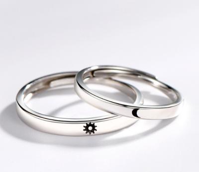 China CLASSIC 925 sterling silver wedding finger ring moon and sun  for couple dainty jewelry engraved name for sale