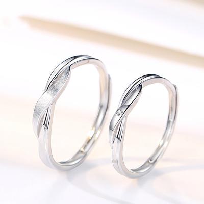 China CLASSIC S925 sterling silver couple ring double ring simple fashion niche design diamond jewelry ring for sale