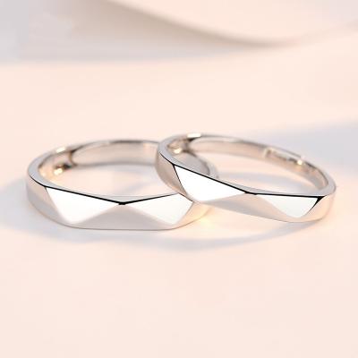 China CLASSIC S925 sterling silver pair ring simple fashion diamond face design jewelry ring for sale