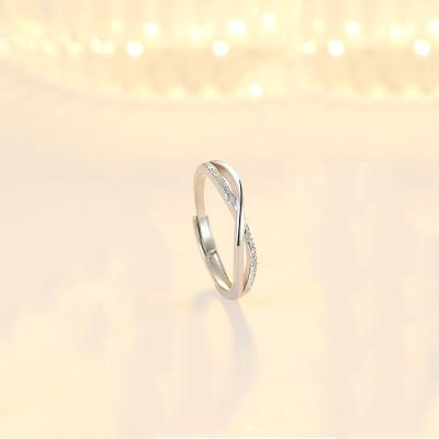 China CLASSIC Cubic Zircon S925 Sterling Silver Mobius Adjustable Open Wedding Couple Ring For Men Women Fashion Simple for sale