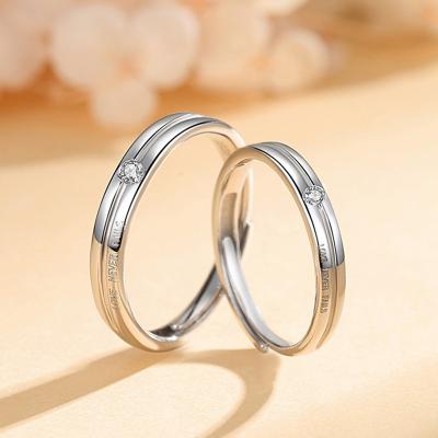 China CLASSIC s925 sterling silver couples ring for men and women light luxury fashion simple open adjustable couples ring for sale