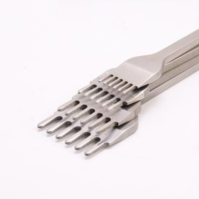 China Chisel Steel Leather Punch Tool Diamond Pricking Iron Leather Craft Quilting Tool Full Polishing 3/4/5/6mm 1-2-4-6 Teeth for sale