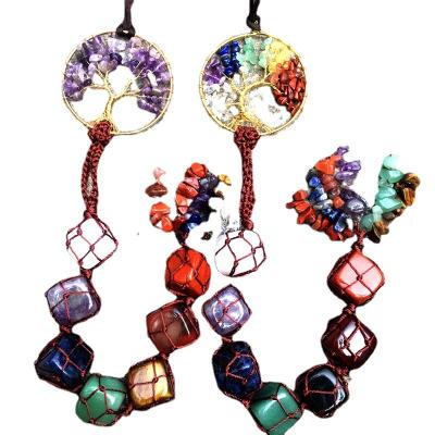 China Europe Tree of Life Hanging Ornament 7 Chakra Crystals Stone Home Decor Car Accessories Hanging Decoration for Reiki Healing Good Luck for sale