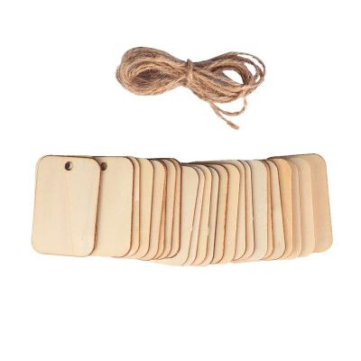 China Europe Unfinished Wooden Slice Rectangle DIY Craft Wedding Anniversary Gift Wooden Ornament with Rope for Hanging Craft Projects for sale