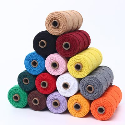 China Home Textile 2mm 3mm 4mm Colorful Twisted Knit Cotton Rope For Handmade Decorative Macrame Rope for sale