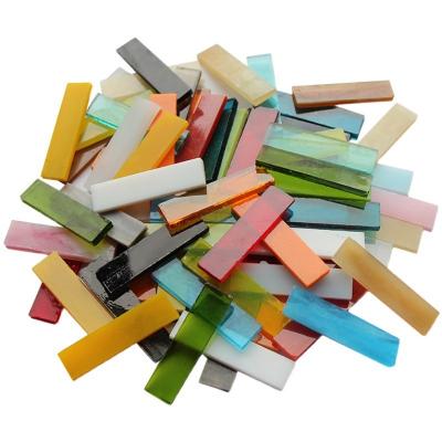 China 200G/Bag Modern Rectangle Shape Glass Mosaic Tiles For DIY Flower Pot Crafts 10x40mm for sale