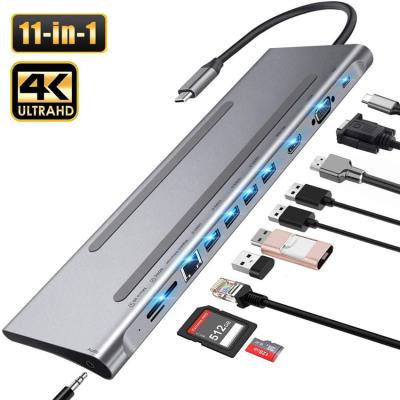 China Type-C Enabled Devices / New 4K HD MI Docking Station , VGA RJ45 Macbook USB C Hub Ethernet 4X USB3.0 Ports Usb Hub for sale