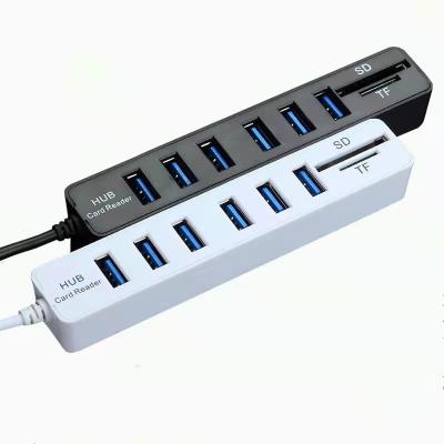 China With Card Reader Good Quality High Ship Left Usb 6 Hub Splitter With Card Reader Extender for sale