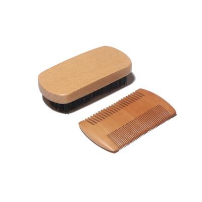 China Naturally Wooden Man Beard Grooming Little Comb And Brush Set for sale