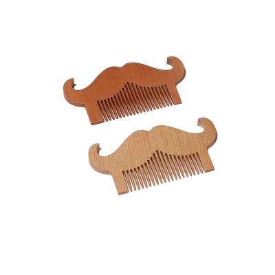 China Free Sample Men's Beard Grooming Wooden Mustache Beard Hair Comb Wholesale Beard Shape Bamboo Wooden Comb for sale