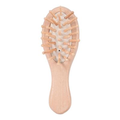 China Hotel 100% Custom Mini Cushion Natural Wood Baby Massage Hair Comb Hair Brush for sale