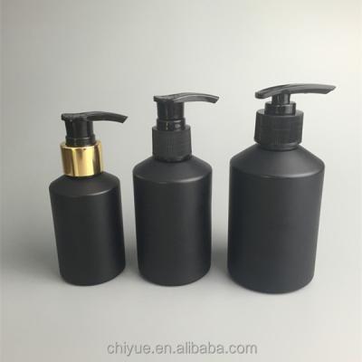 China High quality personal care matte black 250ml petg plastic empty shampoo bottle with black pump for sale