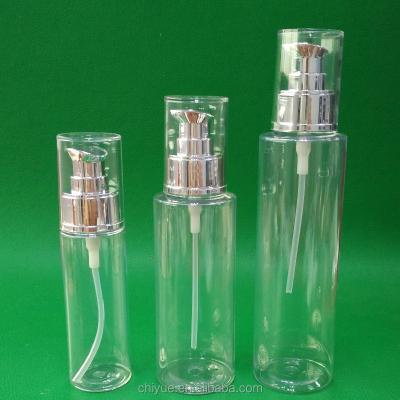 China Sunscreem Bottle 50-200ml Transparent Sunscreem Bottle With Silver Pump for sale