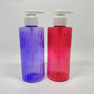 China Special Color Unique Shape 300ml PET Shampoo Bottles Cosmetic Packaging Conditioner Bottle for sale