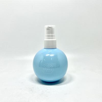 China Personal Care Wholesale 180ml Pet Plastic Spherical Ball Shape Blue Empty Toothpaste Mouthwash Bottle With Pump for sale