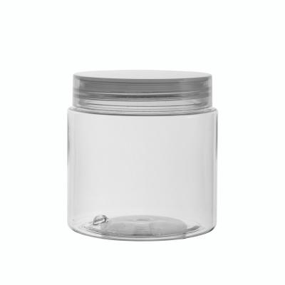 China Cosmetic Packaging 250ml PET Plastic Jar With Lid Body Scrub Decorative Jar Container for sale