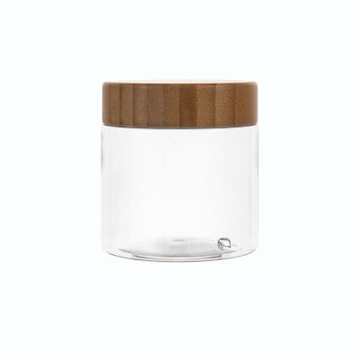 China Luxury Cosmetic Packaging Woden Cap 500g Jar Cosmetic Packaging With Bamboo Lid for sale