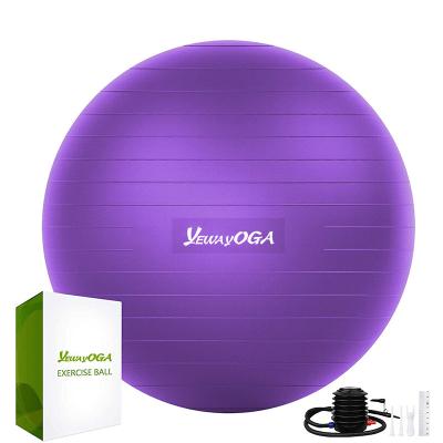 China Yewayoga factory price yoga ball 45cm55cm65cm75cm85cm95cm round custom size customization PVC anti burst ball for gym yoga ball pump for sale