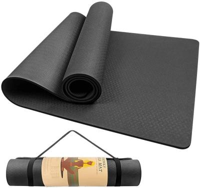 China Yoga Pilate Exercise Best Logo Printed Eco Friendly Custom High Quality Foldable Waterproof Black Yoga Mats Exercise Fitness Tape Yoga Mat for sale