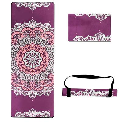 China YEWAYOGA Custom High Quality Printing Waterproof Washable Durable Anti-Slip Travel Suede Natural Rubber Yoga Mat Foldable Bag for sale