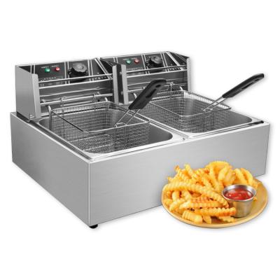 China Single Cylinder Smart Vertical Home Use Fish Potato Chicken Electric Double Cylinder Oil Deep Fryer For Restaurant for sale