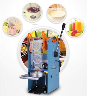 China Hot Manual Food Beverage Food Heat Vending Plastic Foil Cup Desktop Disposable Sealing Machine for sale