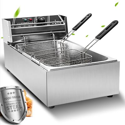 China Single Cylinder Large Capacity Stainless Steel Automatic Electric Double Fryer For Chicken for sale