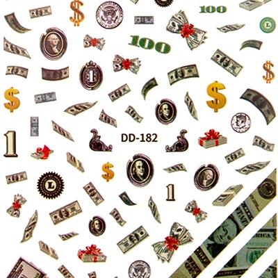 China Easy Apply 2020 3d Nail Sticker Cash Money Nail Designs Nail Art Dollar Money Stickers for sale