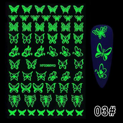 China Luminous Nail Vinyls Stickers Strip Nail Products Shape 3D Nail Sticker Logo Nail Art Stickers Custom Made for sale