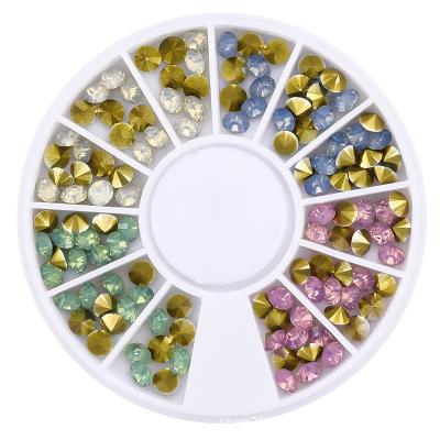 China Easy To Apply 3D Nail Charm Mix Color Rhinestone Resin Crystal Glass Point Back Nail Art Accessories for sale