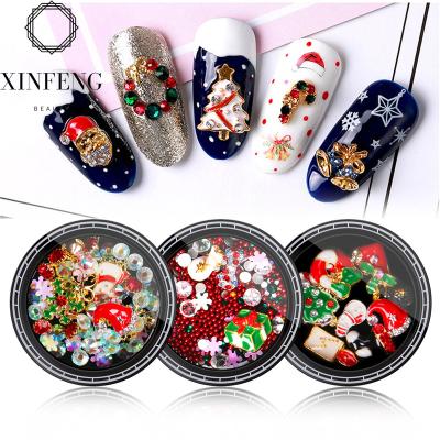 China Alloy Nail Accessories Kawaii 3D Nail Alloy Charms Glitter Combine Santa Reindeer Snowman Christmas Nail Decoration Supplies for sale